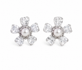 Crystal Petal Pearl Flower Stud Earrings