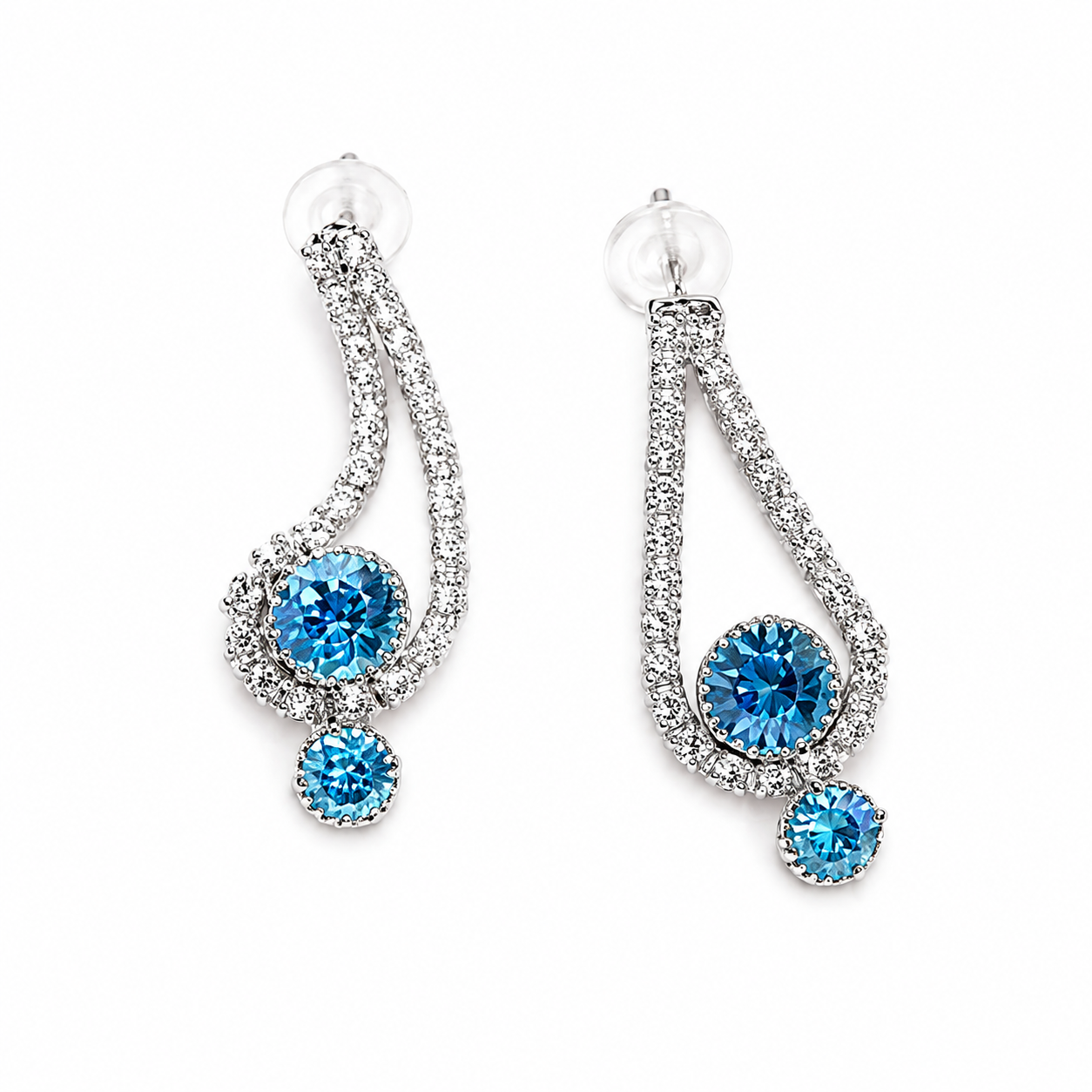 Ocean Tear Blue Crystal Drop Earrings