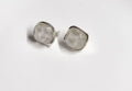 Irregular Square Silver Glitter Resin Clip On Earrings