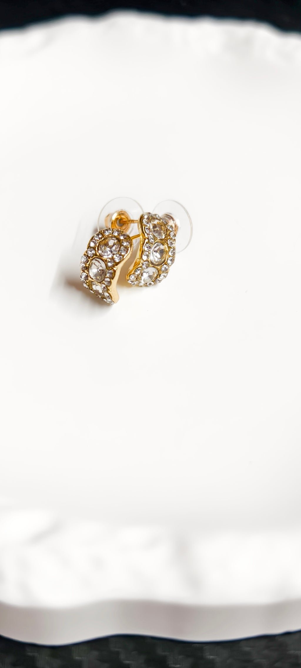 Crescent Glow Crystal Stud Earrings