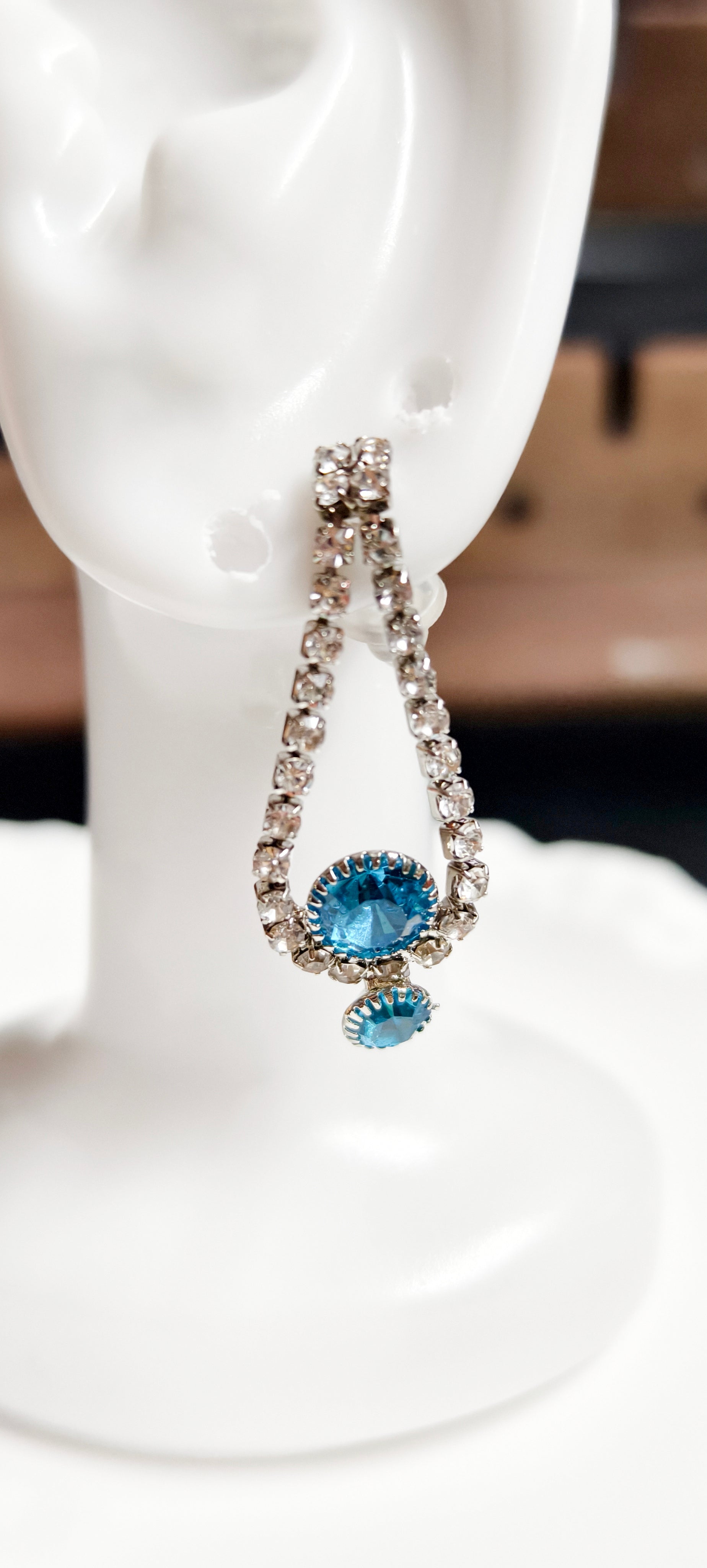 Ocean Tear Blue Crystal Drop Earrings