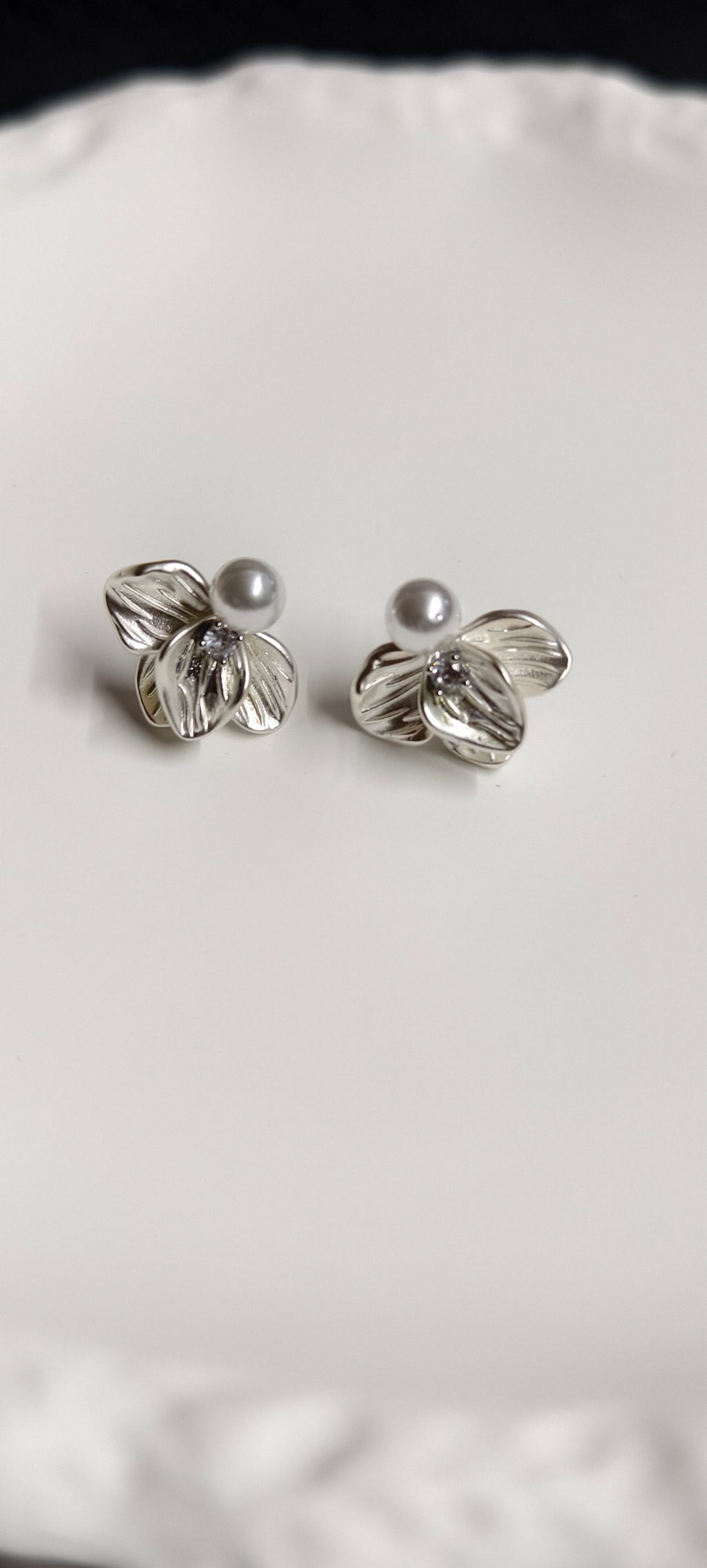 Lotus Petal Pearl Stud Earrings
