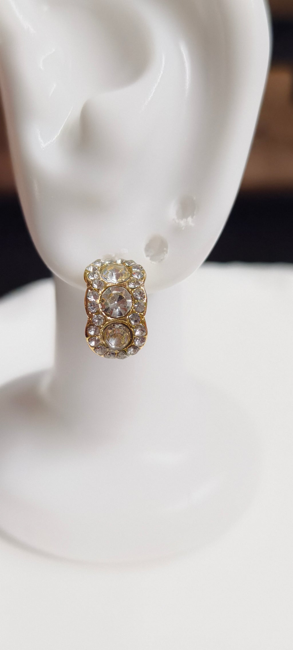 Crescent Glow Crystal Stud Earrings