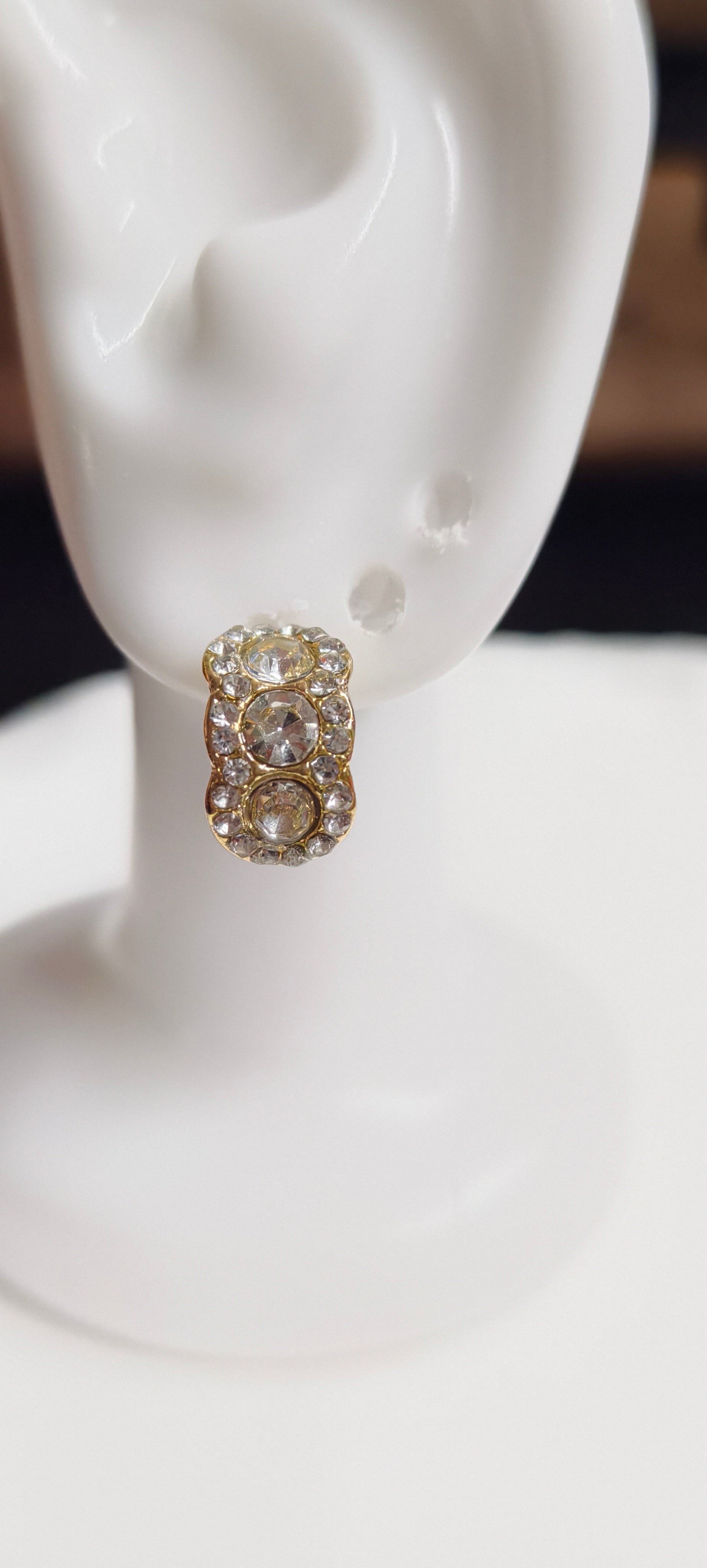 Crescent Glow Crystal Stud Earrings