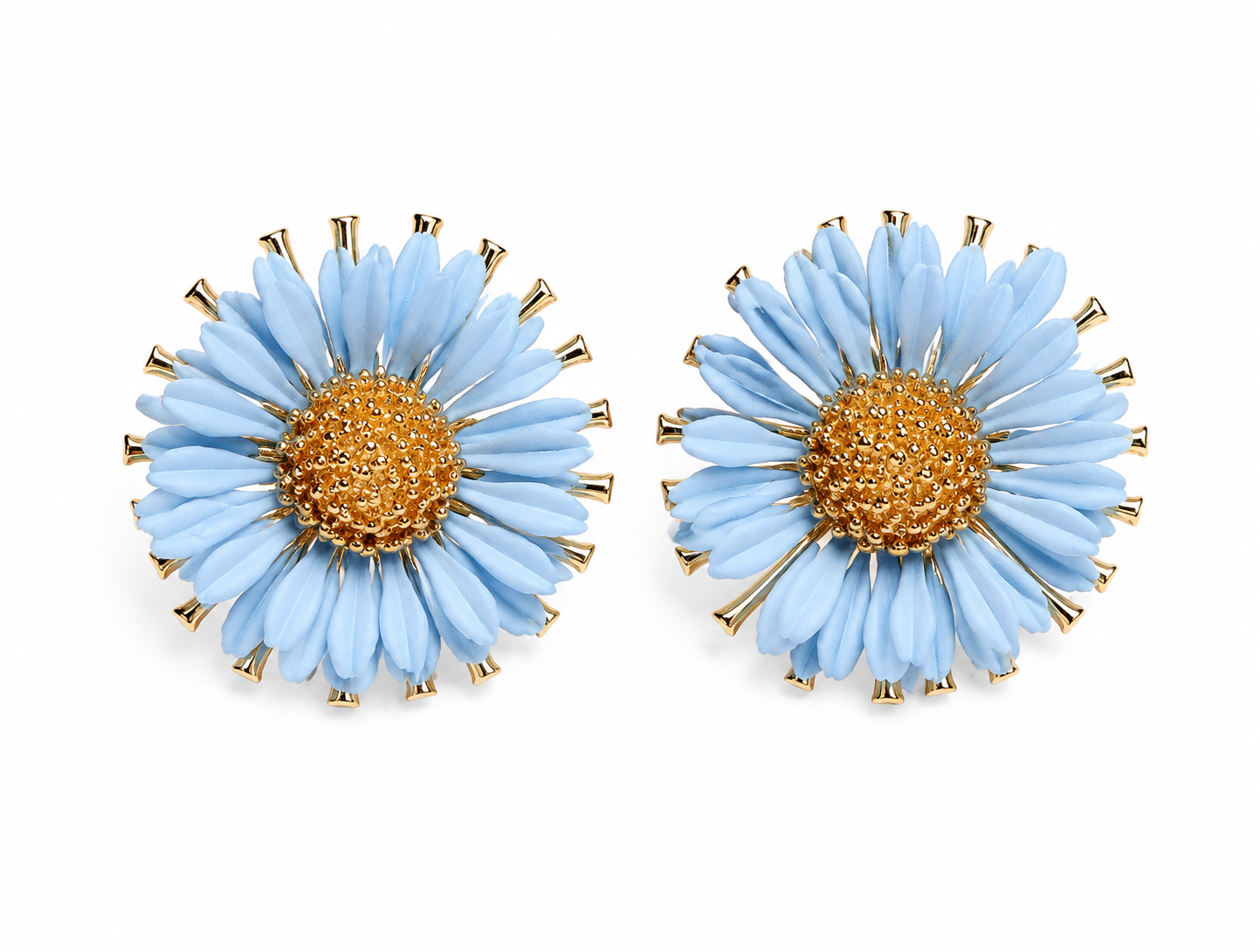 Baby Blue Daisy Flower Stud Earrings