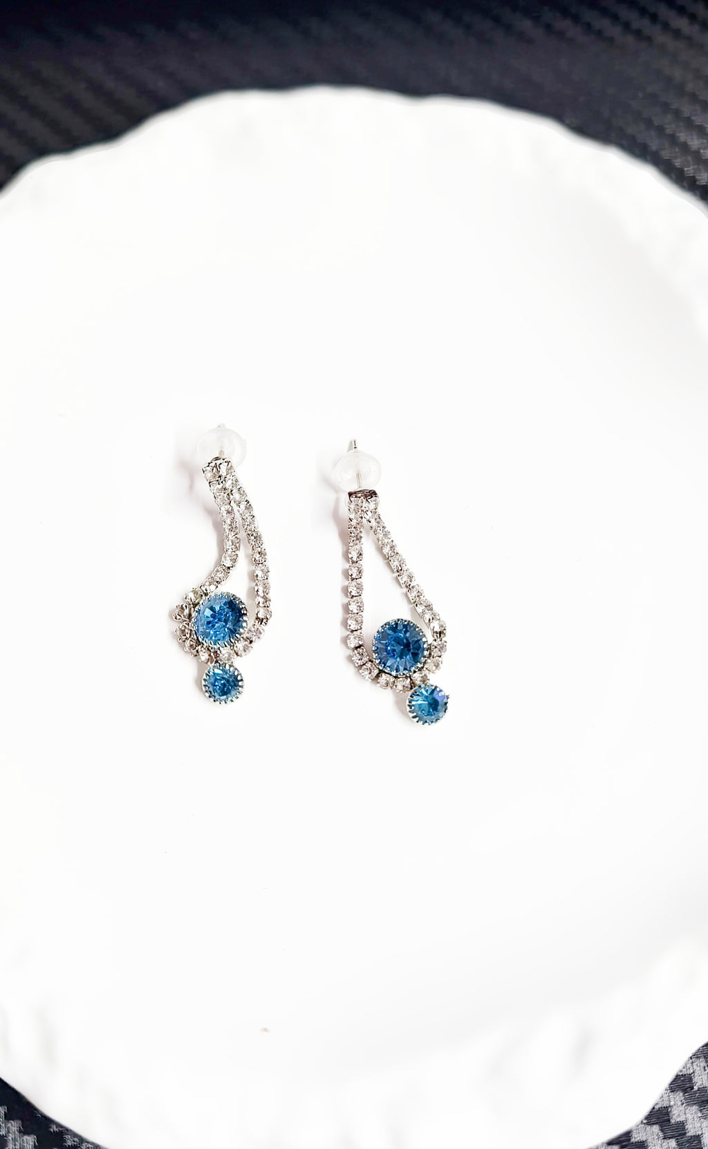 Ocean Tear Blue Crystal Drop Earrings