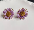Lavender Purple 3D Daisy Fabric Stud Earrings