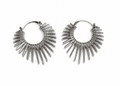 Silver Sunburst Fan Huggie Hoop Earrings