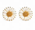Pure White Daisy Gold Stud Earrings