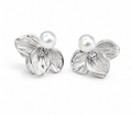 Lotus Petal Pearl Stud Earrings